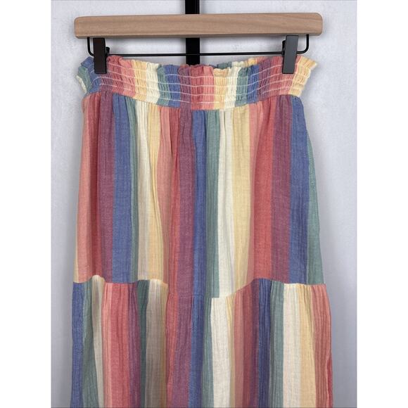 Marine Layer Corinne Maxi Skirt Women's Medium Tiered Rainbow Gauze Pull On Boho - Picture 2 of 11
